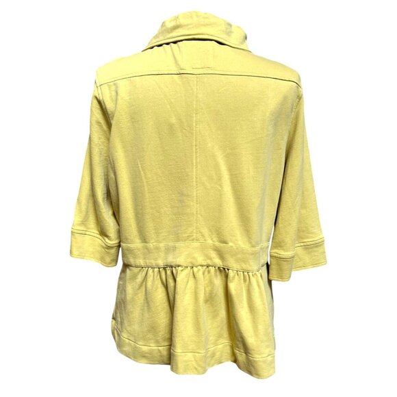 Merona Yellow Double-Breasted Peplum Jacket Blazer Cotton Y2K Ruche Collar Sz XL - Picture 4 of 8